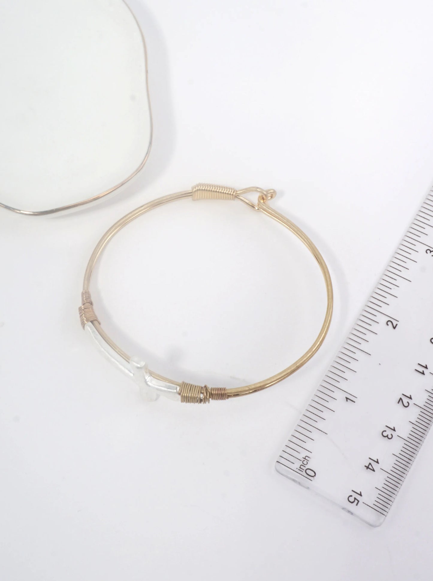 Solid Hammered Cross Bangle Cuff Bracelet