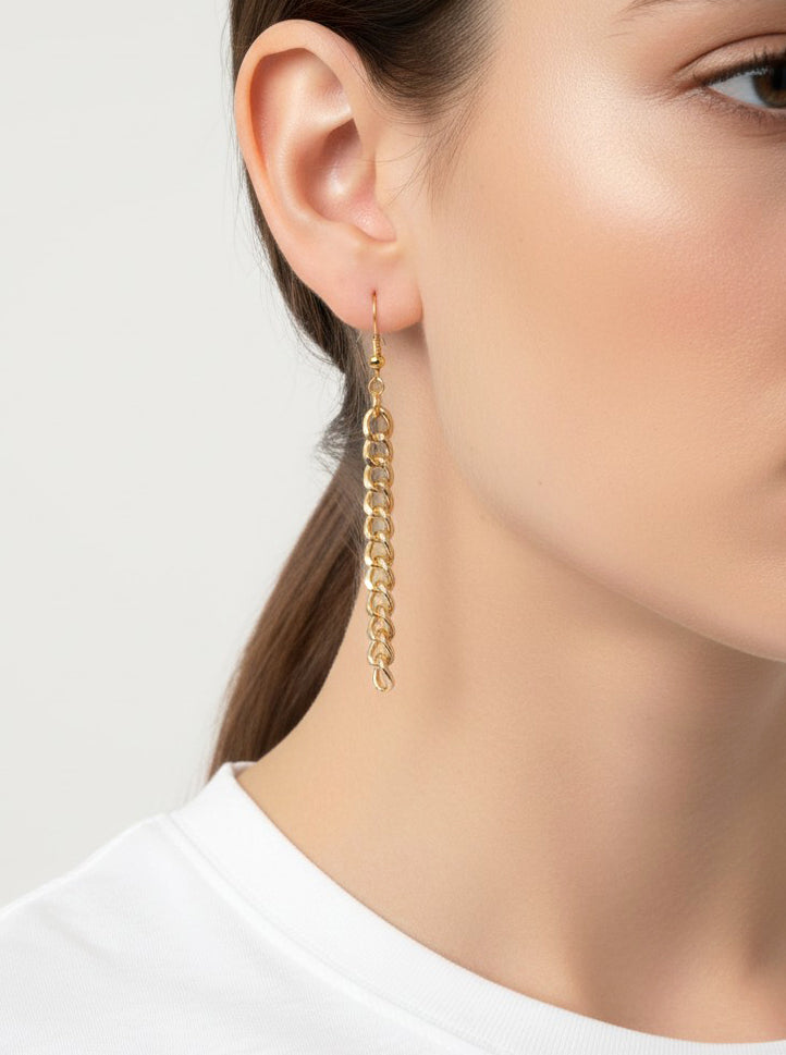 Modern Polished Chain Link Dangle Earrings