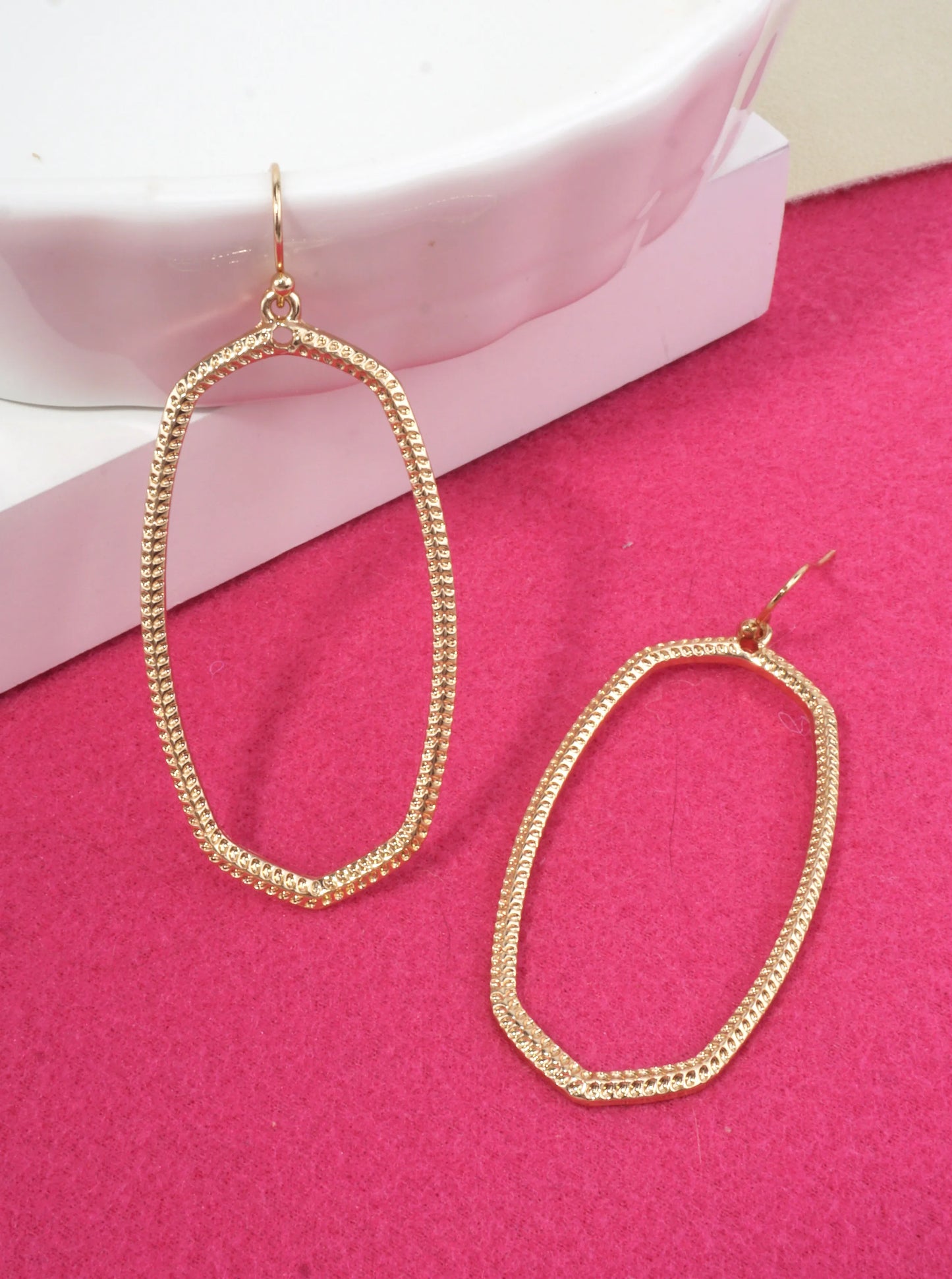 Gold Textured Modern Dangle Drop Earrings