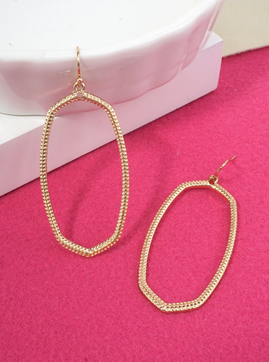 Gold Textured Modern Dangle Drop Earrings
