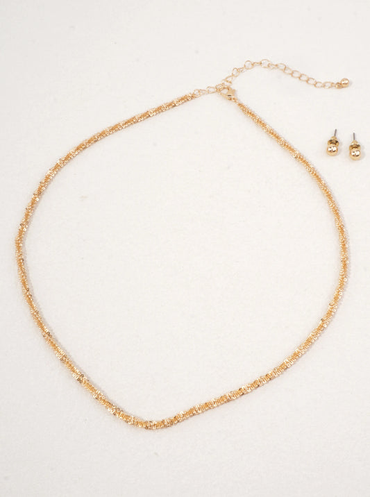 Twisted Gold Bead Necklace Set