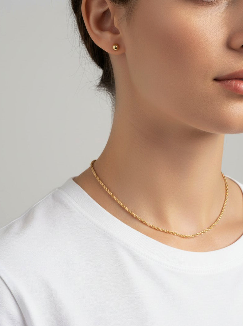 Twisted Gold Bead Necklace Set