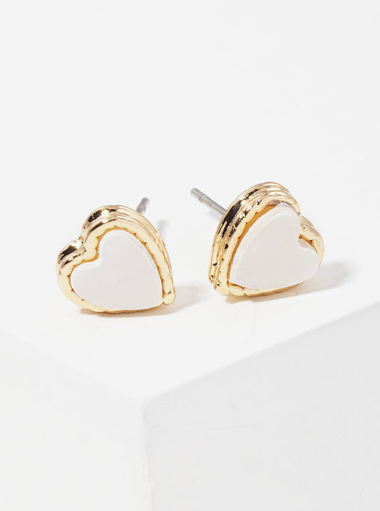 Abalone MOP Filled Dainty Heart Stud Earrings