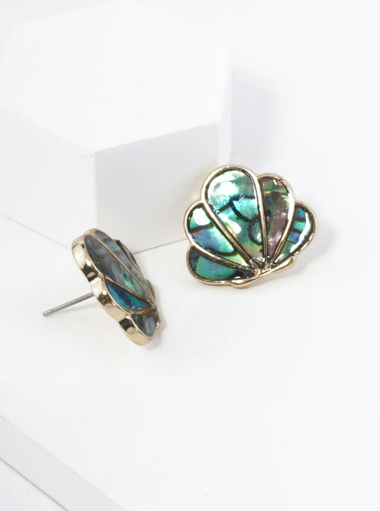 Abalone Mother Of Pearl Sea Shell Stud Earrings