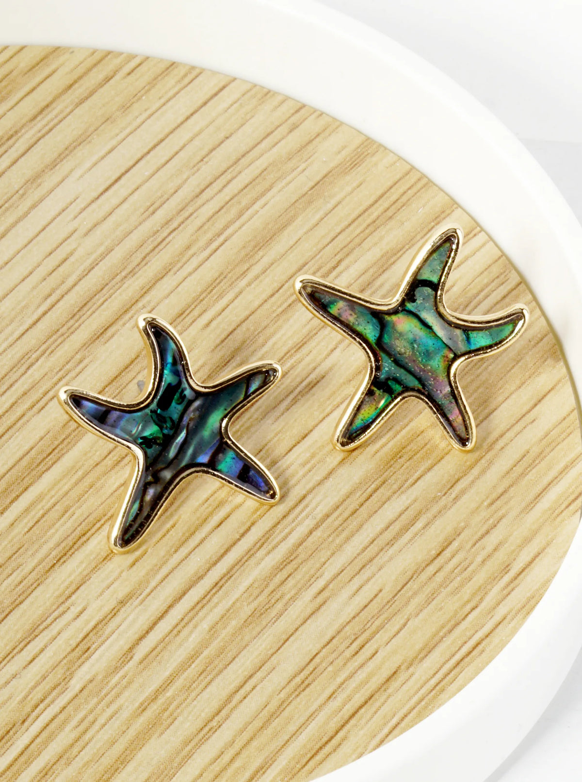 Abalone Mother Of Pearl Starfish Stud Earrings