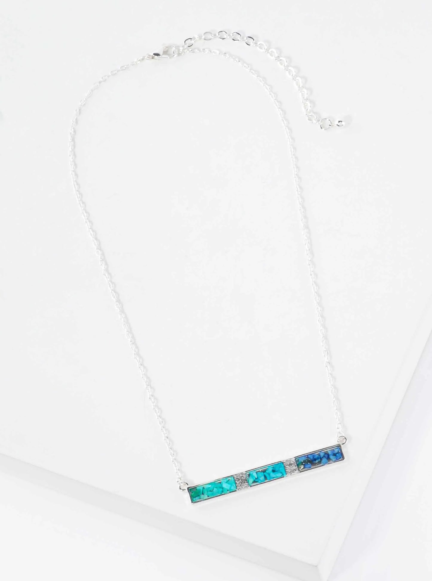 Abalone Shell Inlay 2-Inch Horizontal Bar Pendant 16-Inch Necklace