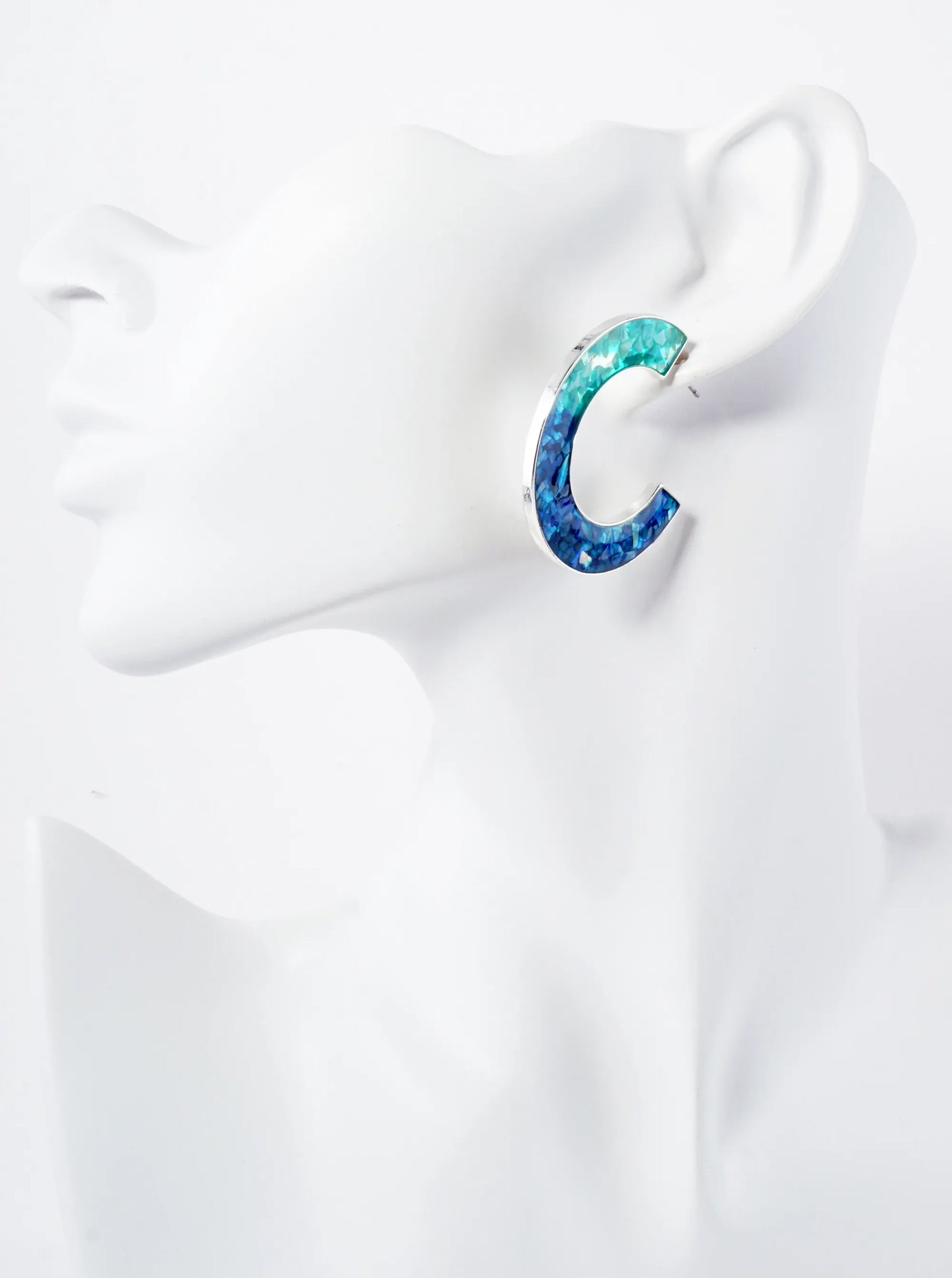 Abalone Shell Inlay 40mm Open Hoop Earrings