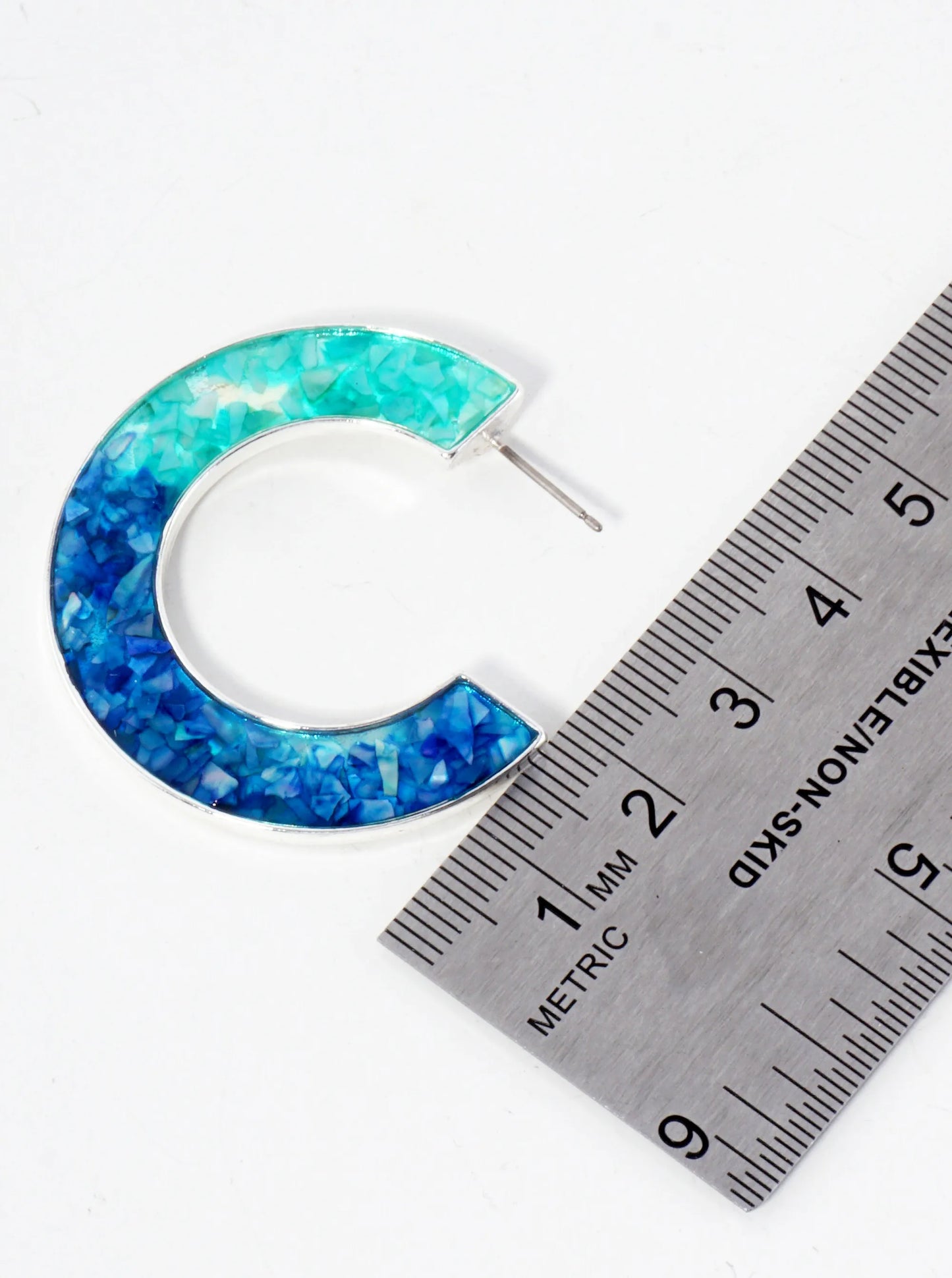 Abalone Shell Inlay 40mm Open Hoop Earrings