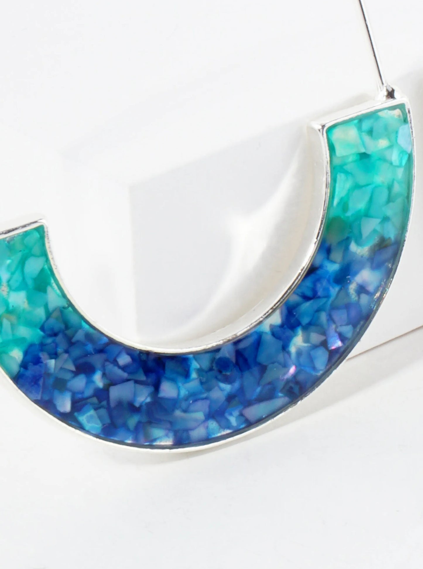 Abalone Shell Inlay Geometric 45mm Hoop Earrings