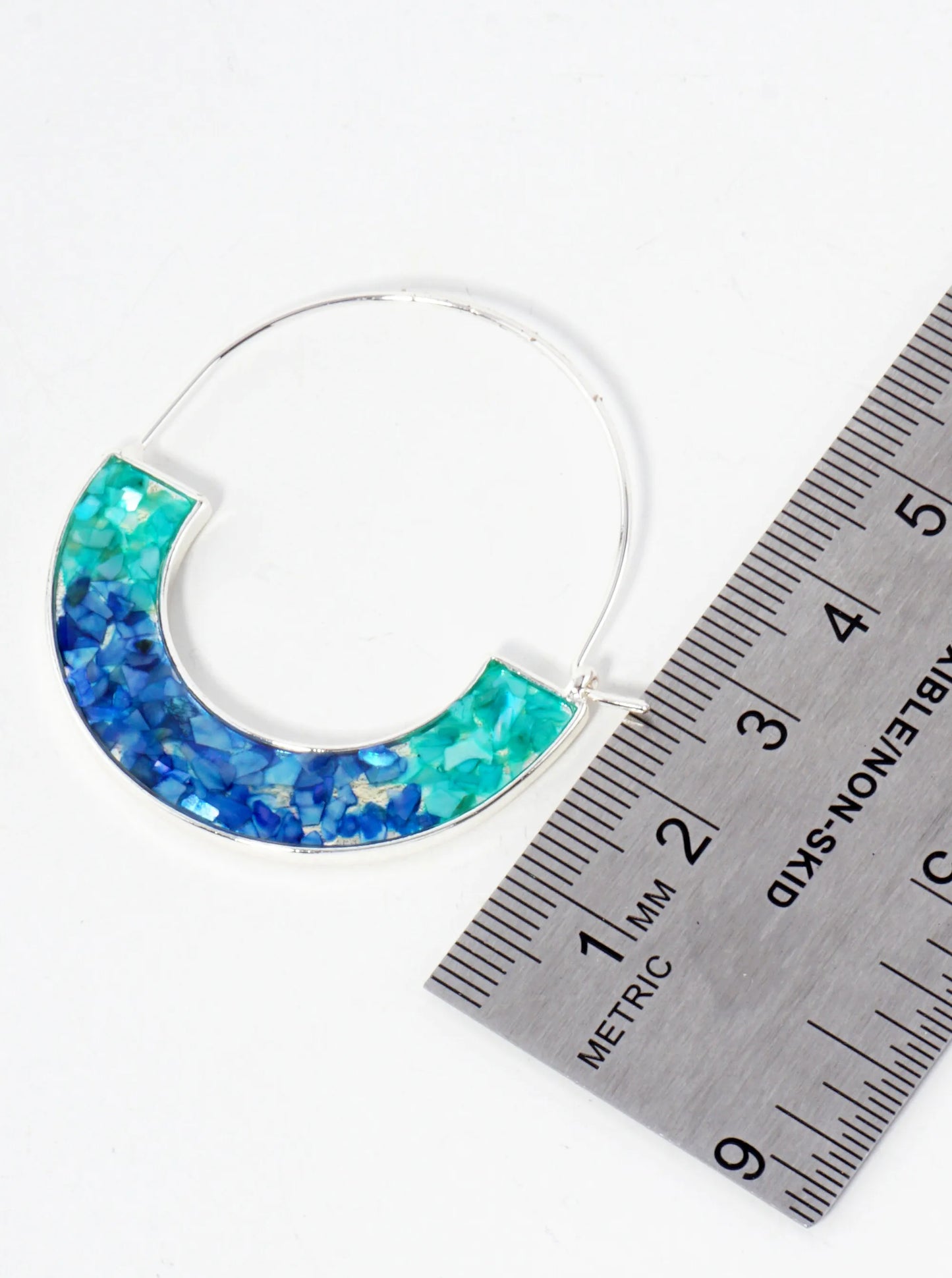 Abalone Shell Inlay Geometric 45mm Hoop Earrings