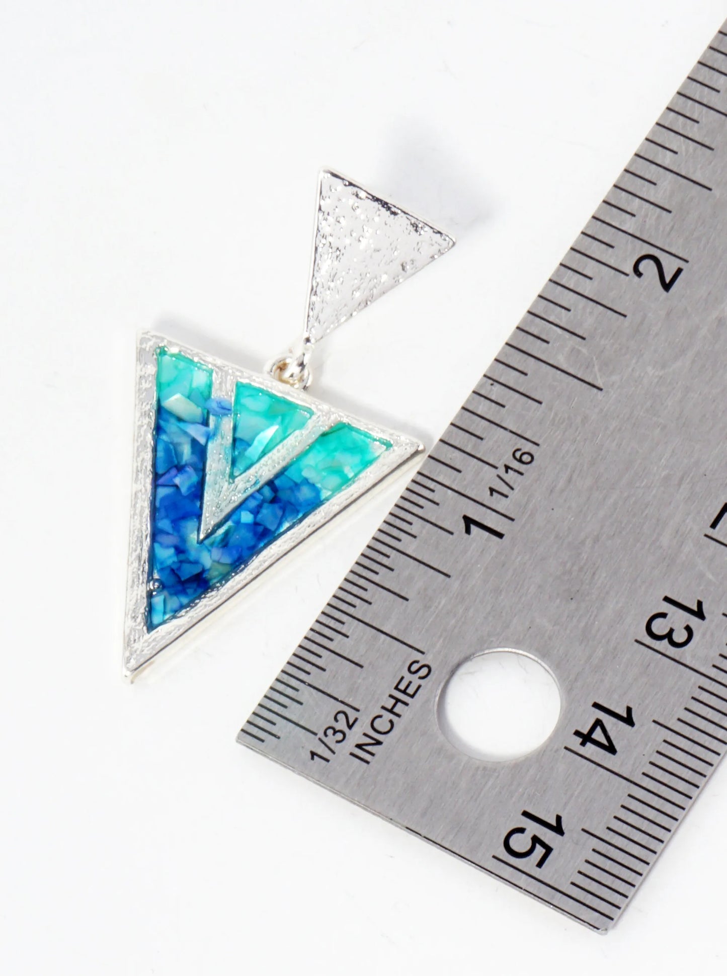 Abalone Shell Inlay Geometric Double Triangle Dangle Earrings