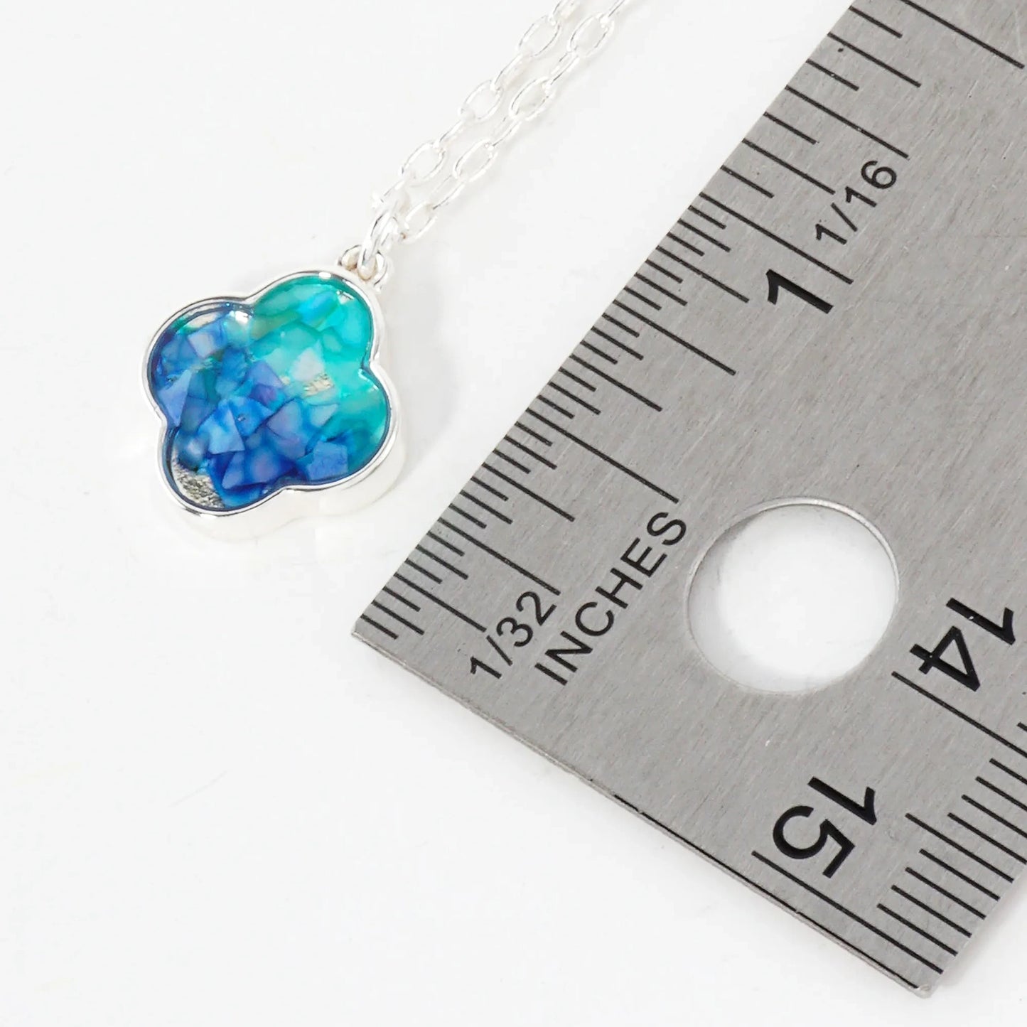 Abalone Shell Inlay Half-Inch Quatrefoil Pendant Layered Necklace