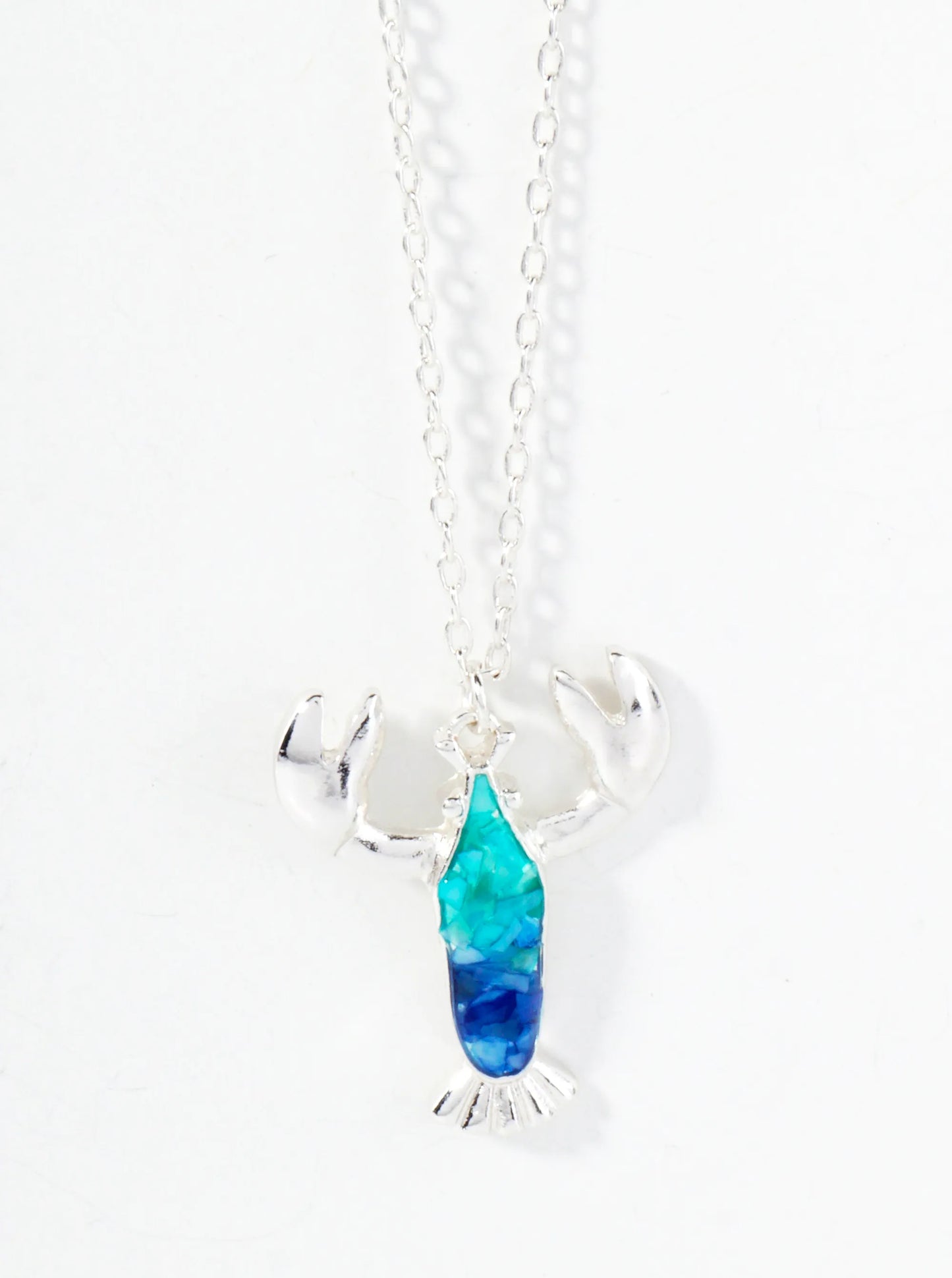 Abalone Shell Inlay Lobster Pendant 16-Inch Sea-Life Necklace