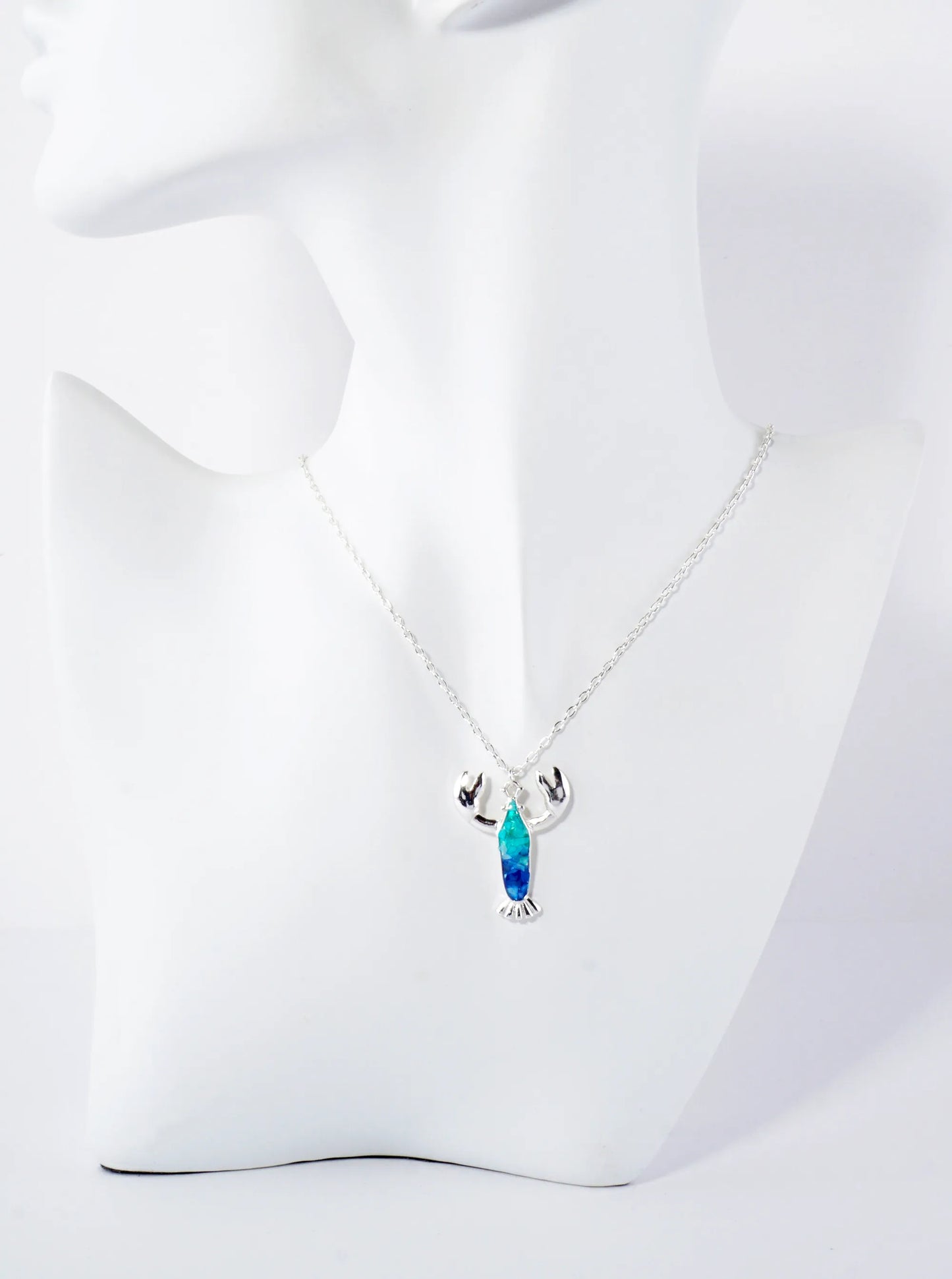 Abalone Shell Inlay Lobster Pendant 16-Inch Sea-Life Necklace