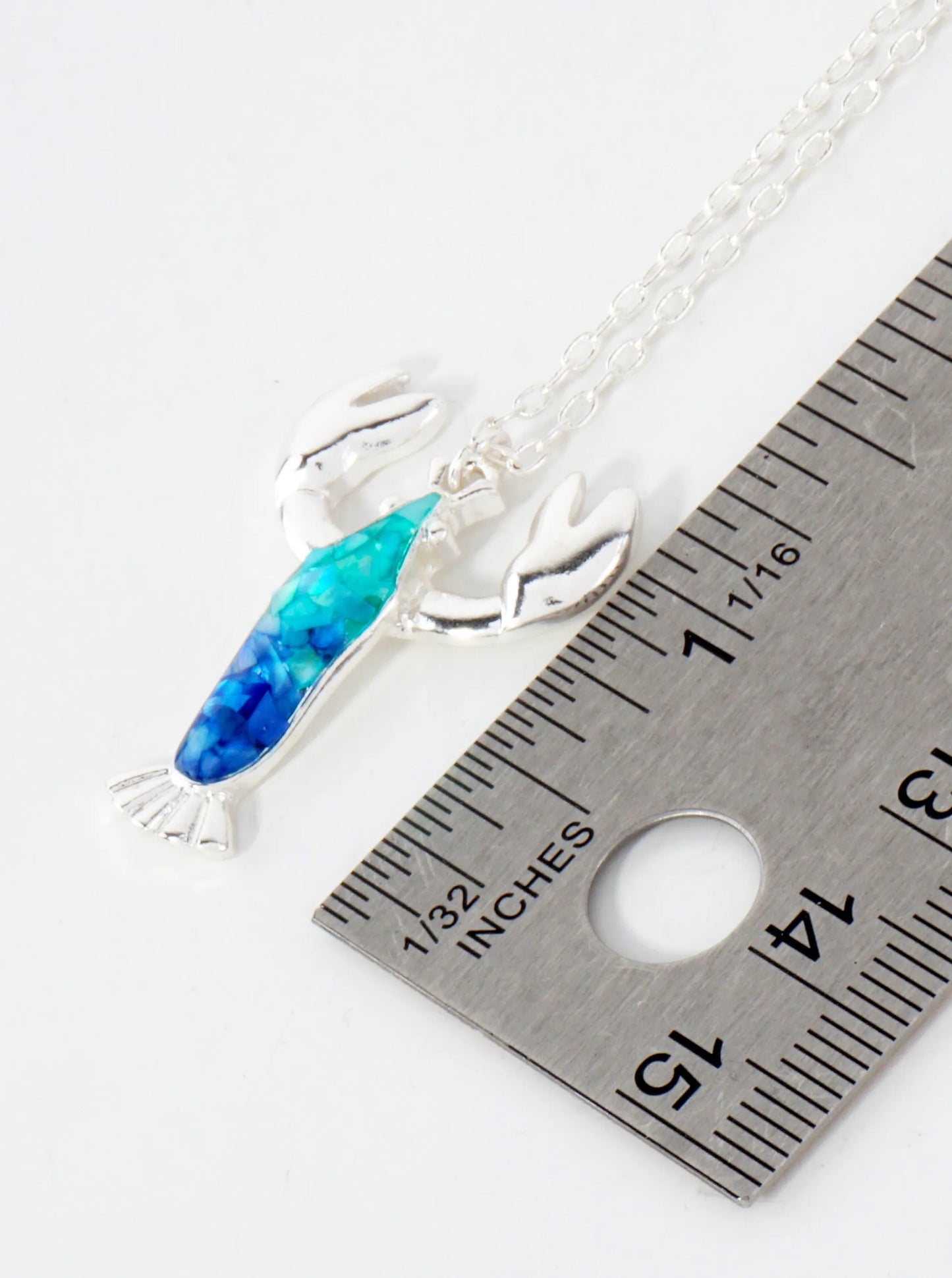 Abalone Shell Inlay Lobster Pendant 16-Inch Sea-Life Necklace
