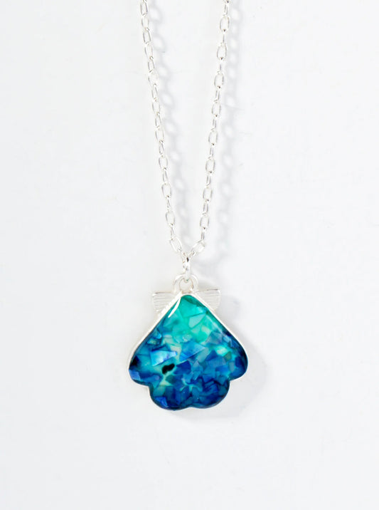 Abalone Shell Inlay Seashell Pendant 16-Inch Sea-Life Necklace