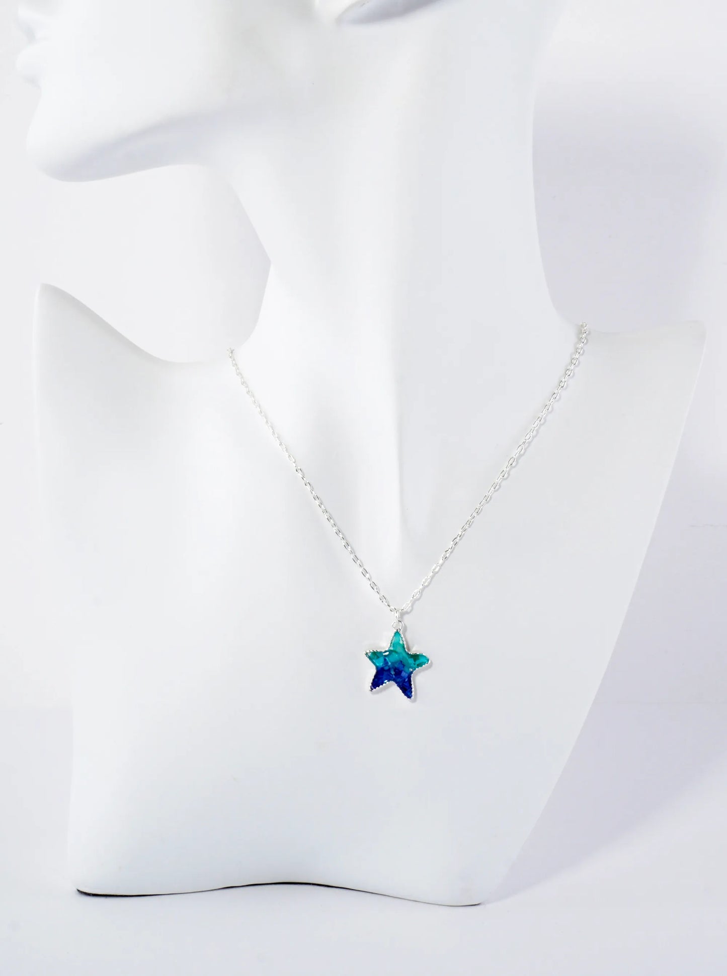 Abalone Shell Inlay Starfish Pendant 16-Inch Sea-Life Necklace
