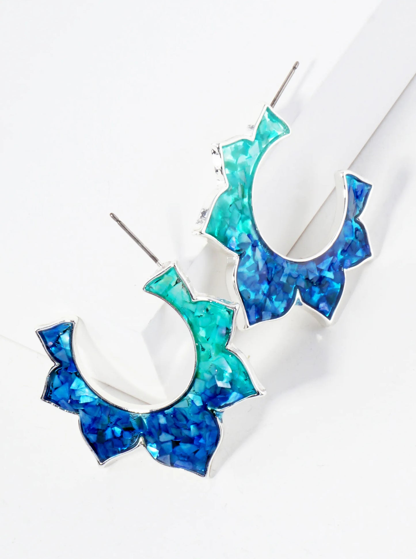 Abalone Shell Inlay Sun-Inspired 30mm Open Hoop Earrings