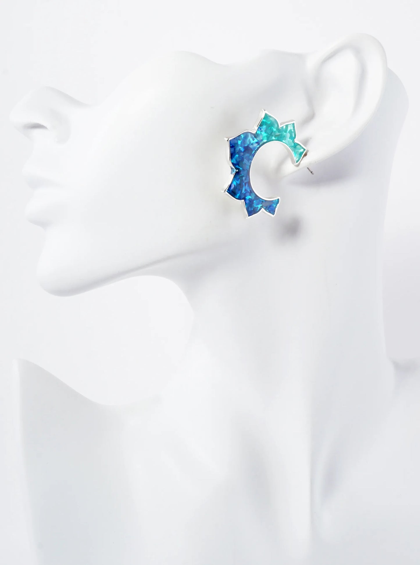 Abalone Shell Inlay Sun-Inspired 30mm Open Hoop Earrings
