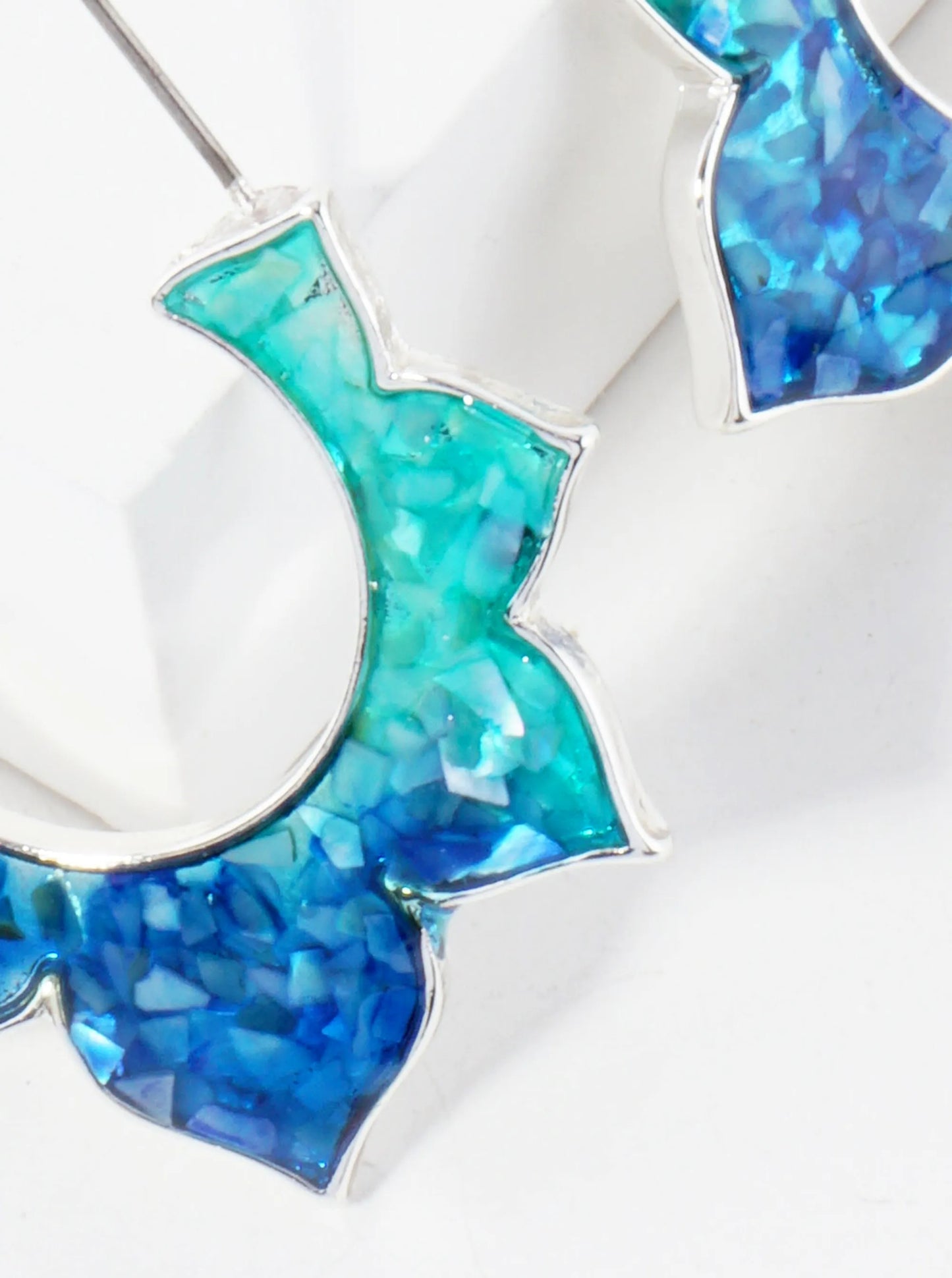 Abalone Shell Inlay Sun-Inspired 30mm Open Hoop Earrings