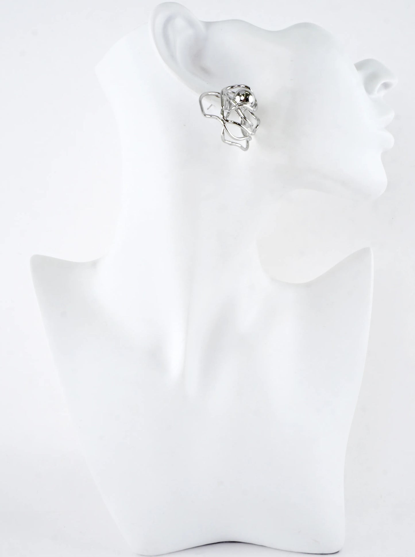 Abstract Wire Rose Ball Stud Earrings