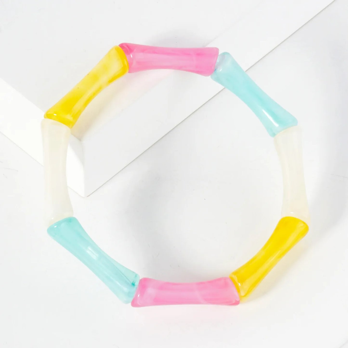Acetate Bamboo Design Stretch Bangle Bracelet