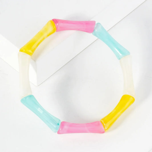 Acetate Bamboo Design Stretch Bangle Bracelet
