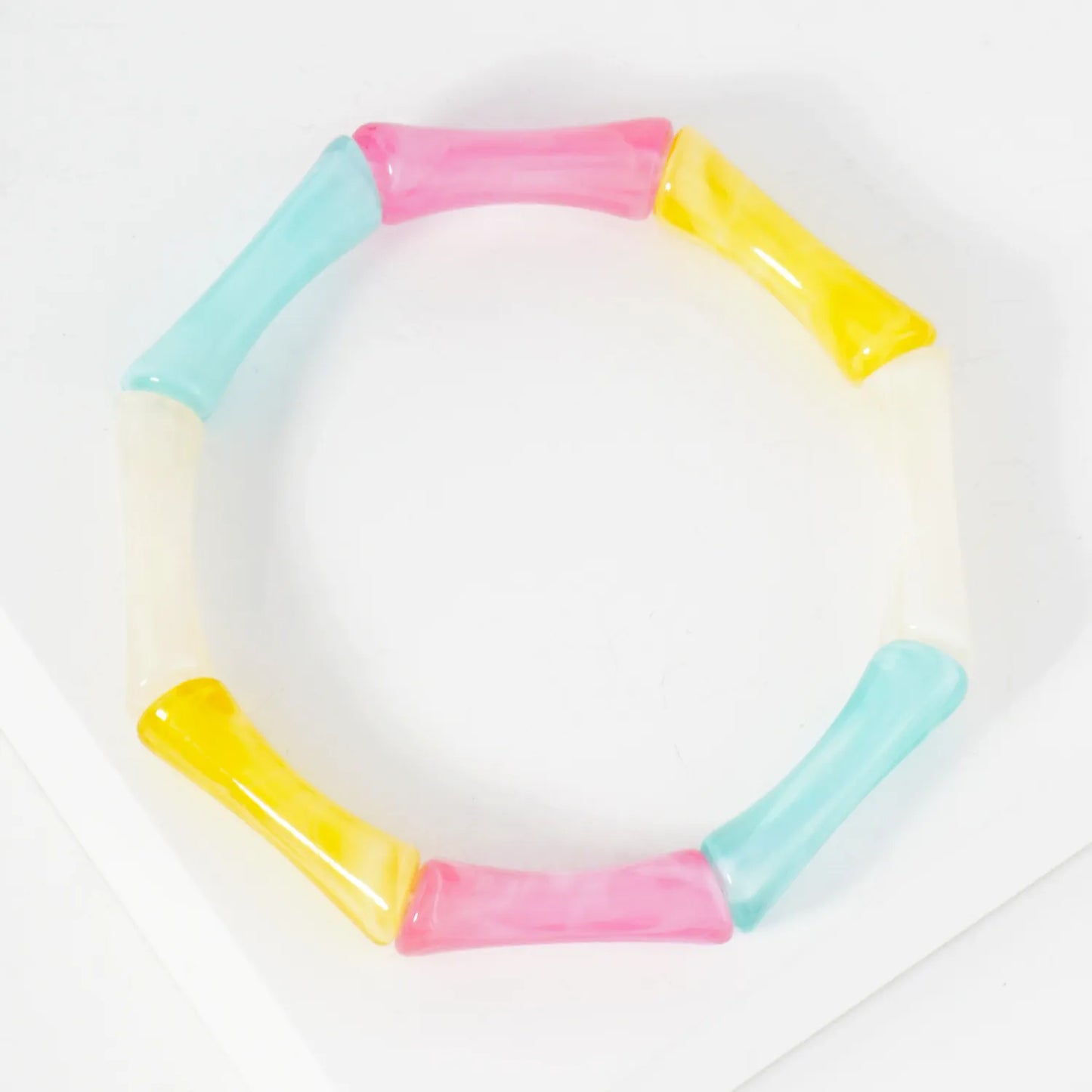 Acetate Bamboo Design Stretch Bangle Bracelet