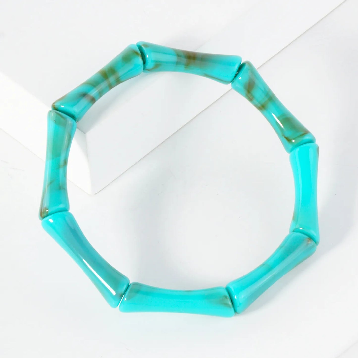 Acetate Bamboo Design Stretch Bangle Bracelet