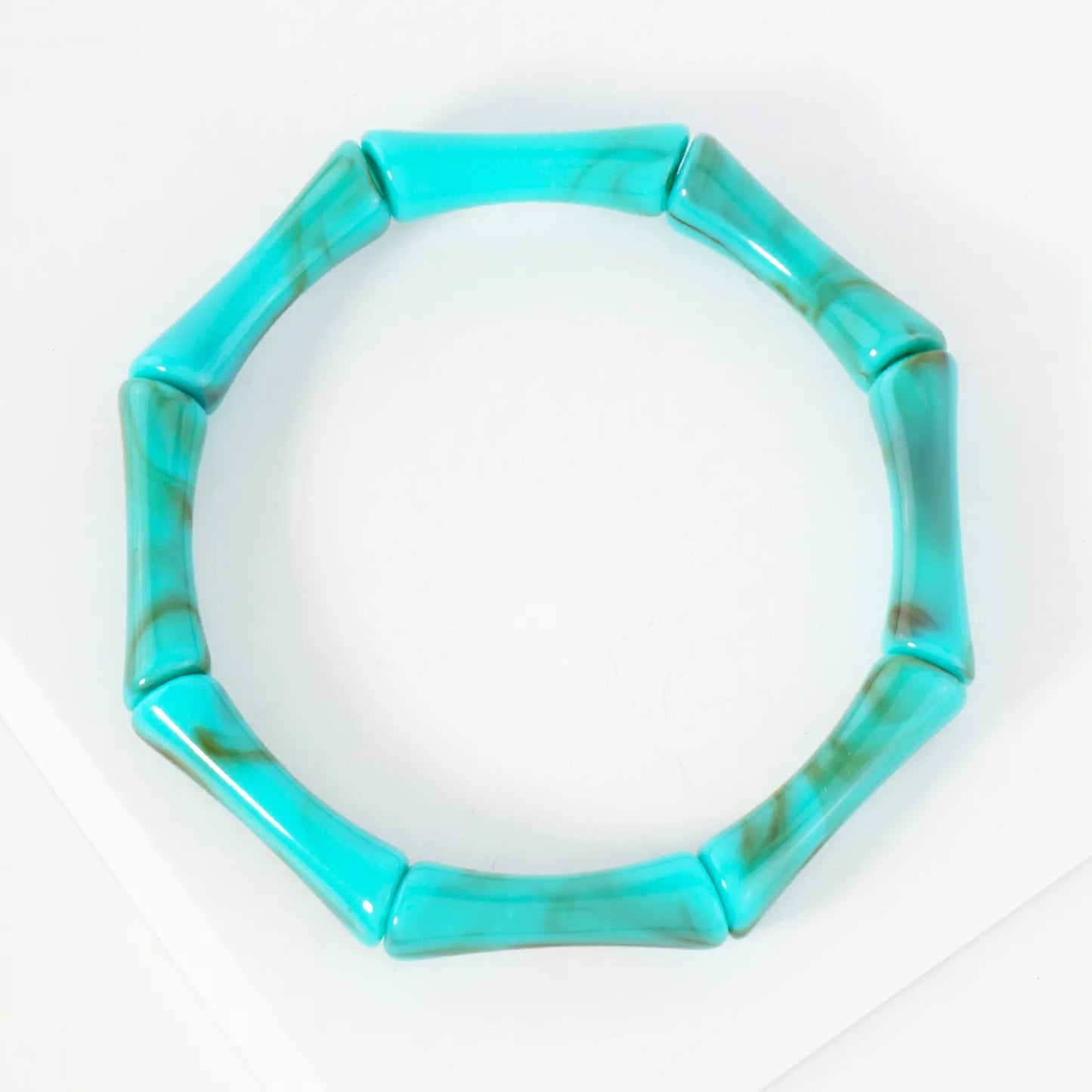 Acetate Bamboo Design Stretch Bangle Bracelet