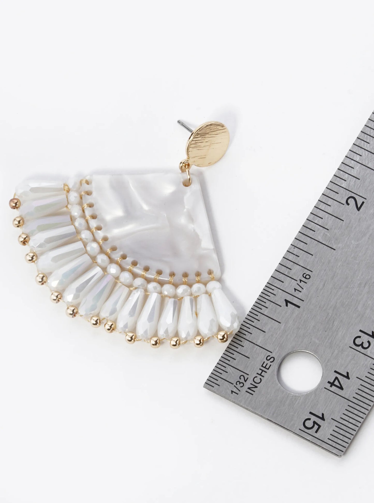 Acetate Fan Fringe Glass Beads Drop Statement Earrings