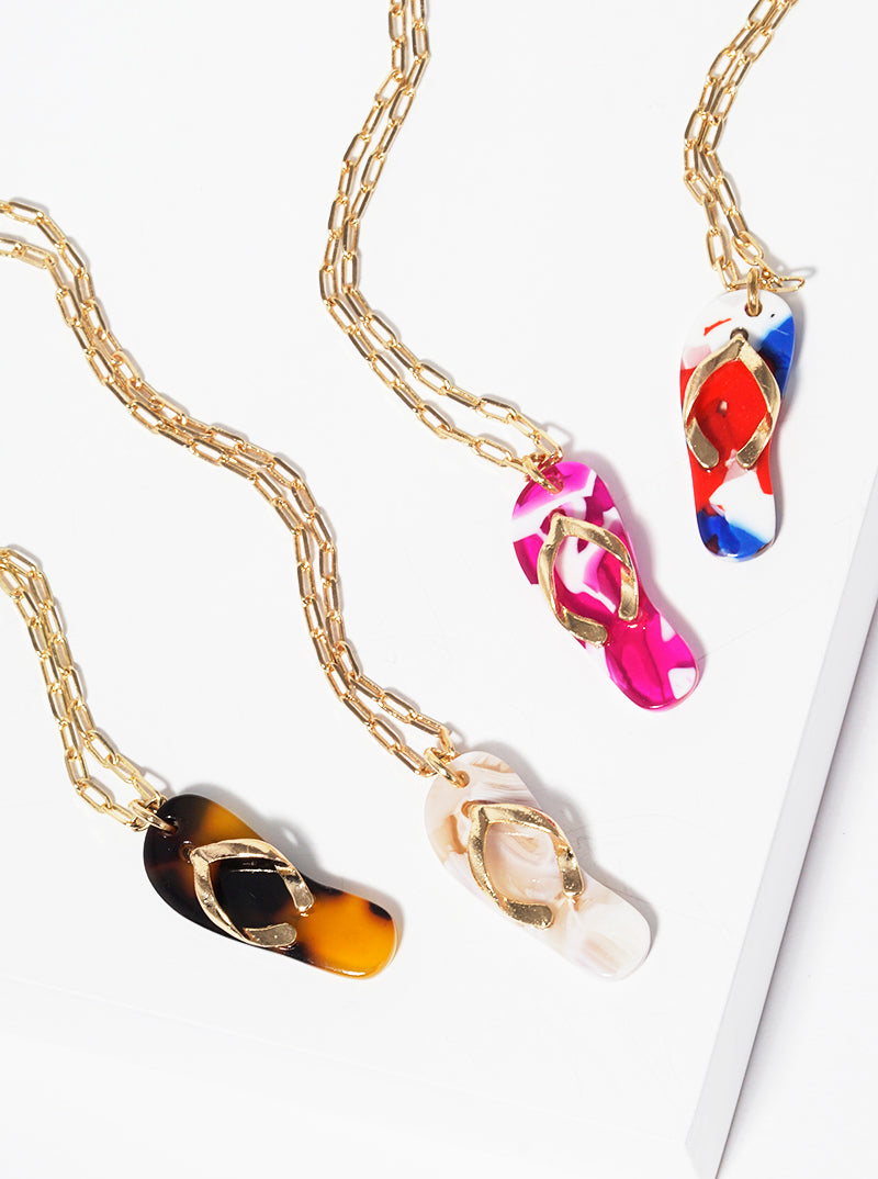 Acetate Flip Flop Pendant Beach-Themed Necklace