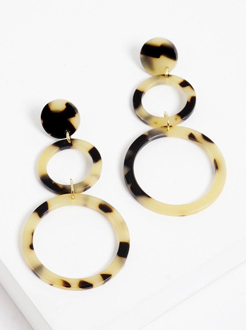 Acetate Linked Graduated Circles Dangle Drop Earrings