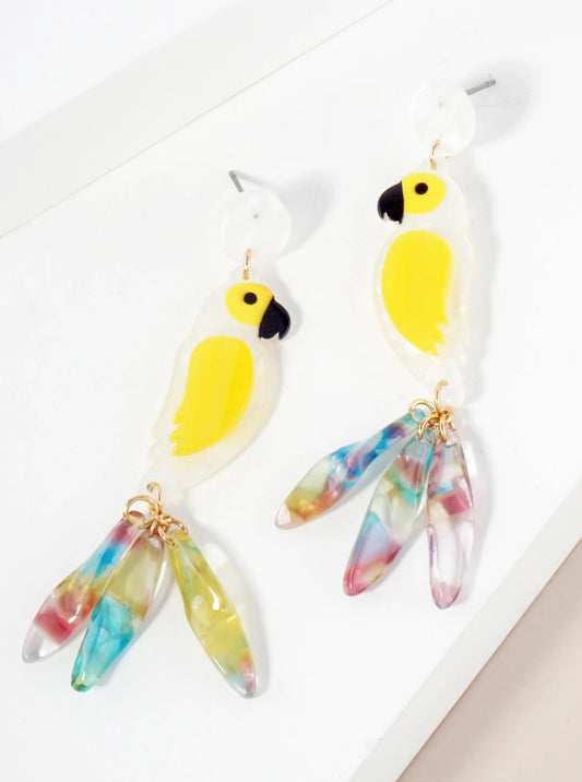 Acetate Parrot Tropical Bird Statement Earrings
