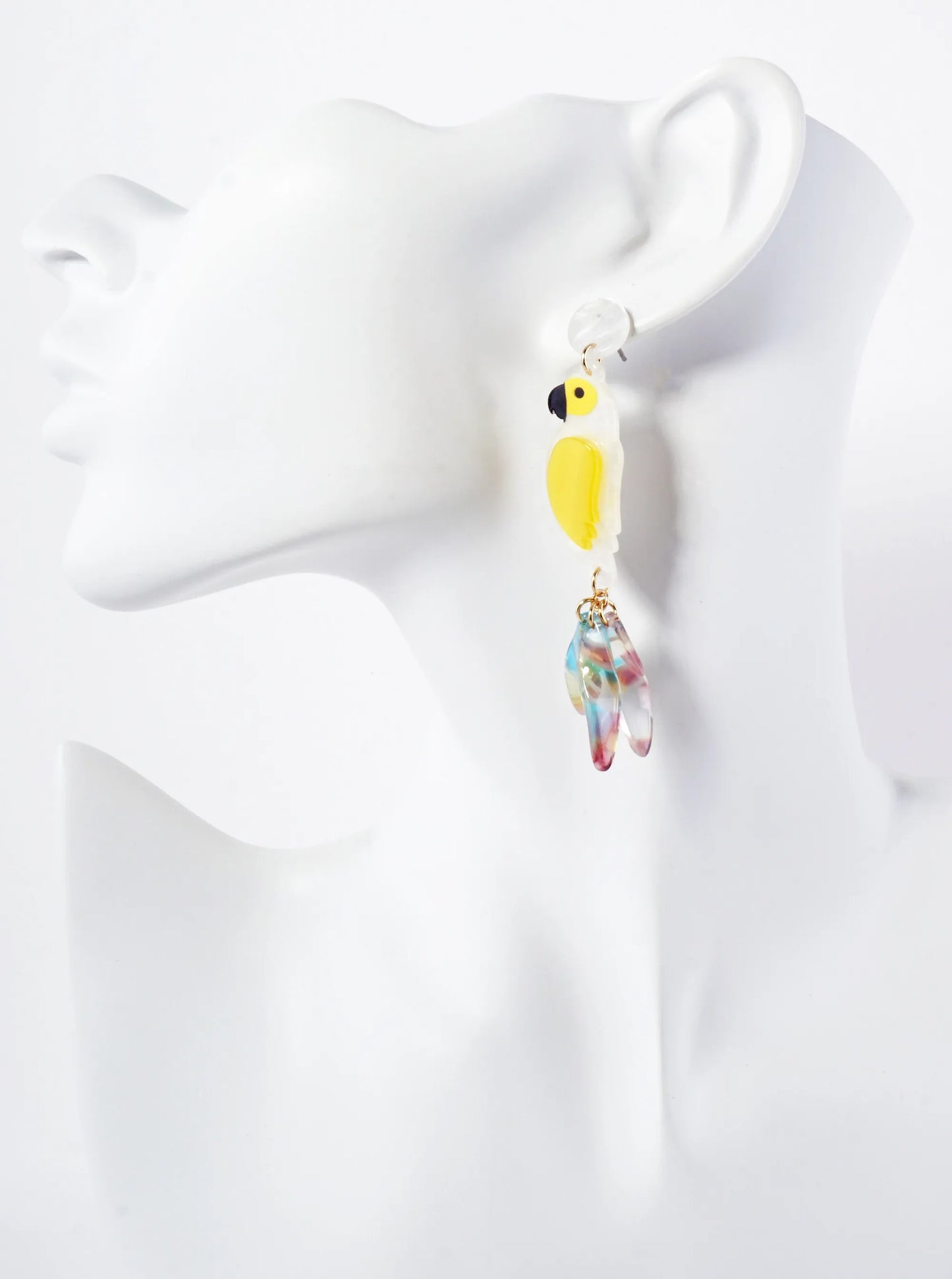 Acetate Parrot Tropical Bird Statement Earrings