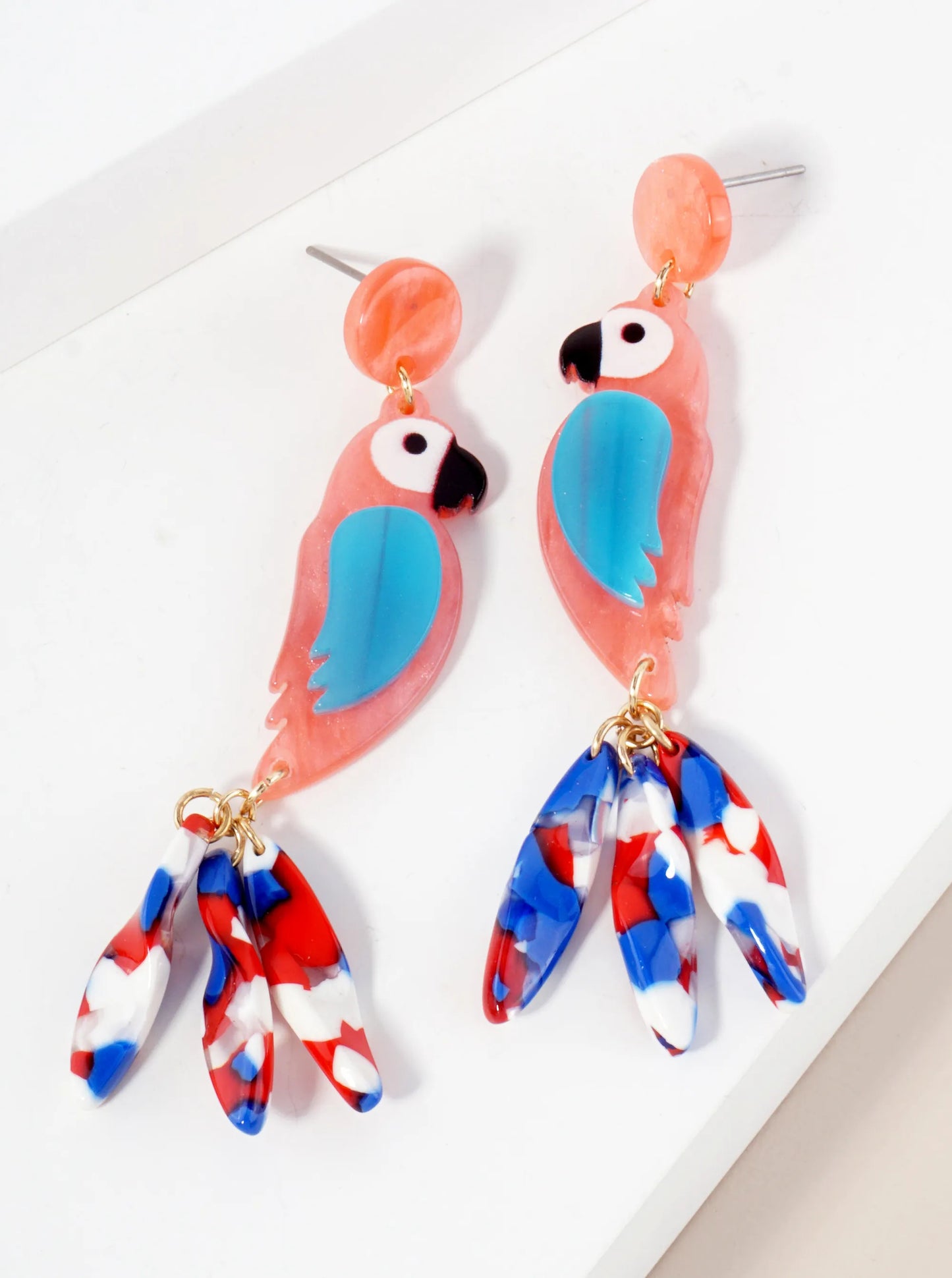 Acetate Parrot Tropical Bird Statement Earrings