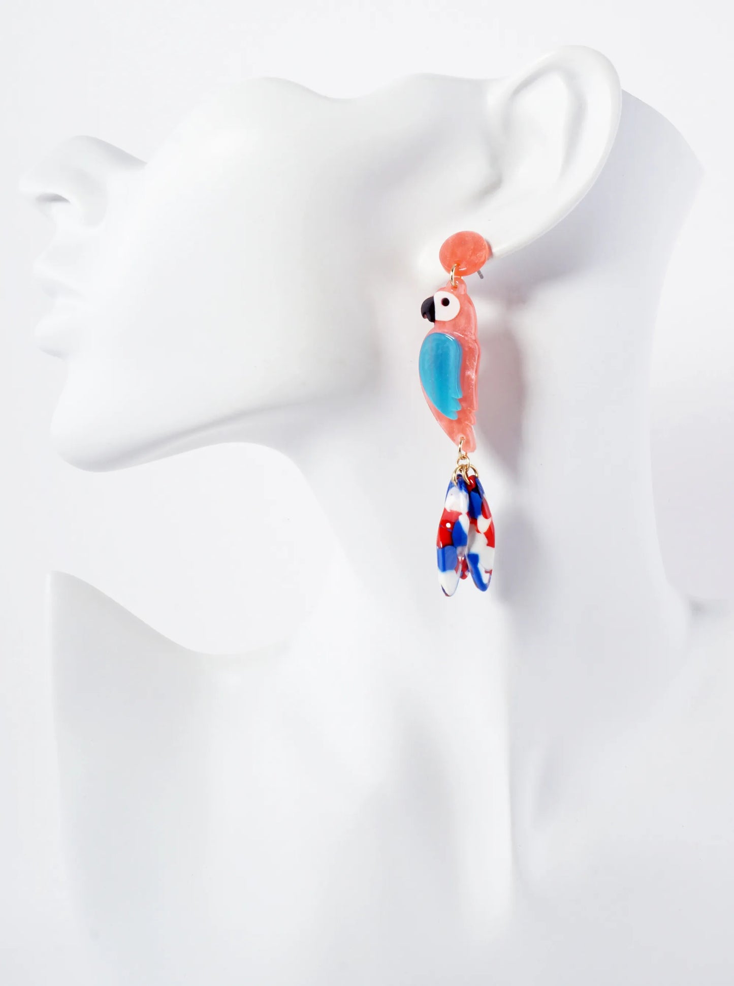 Acetate Parrot Tropical Bird Statement Earrings