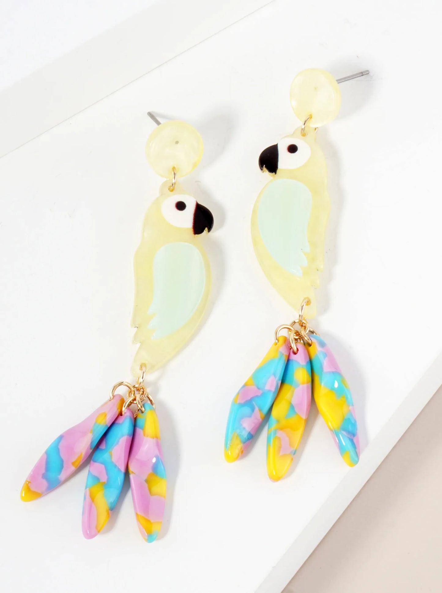 Acetate Parrot Tropical Bird Statement Earrings