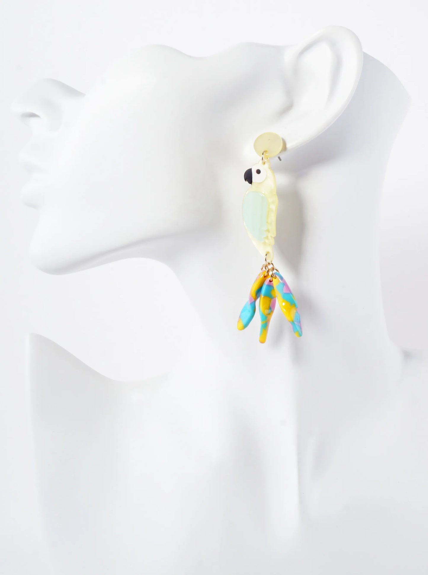 Acetate Parrot Tropical Bird Statement Earrings