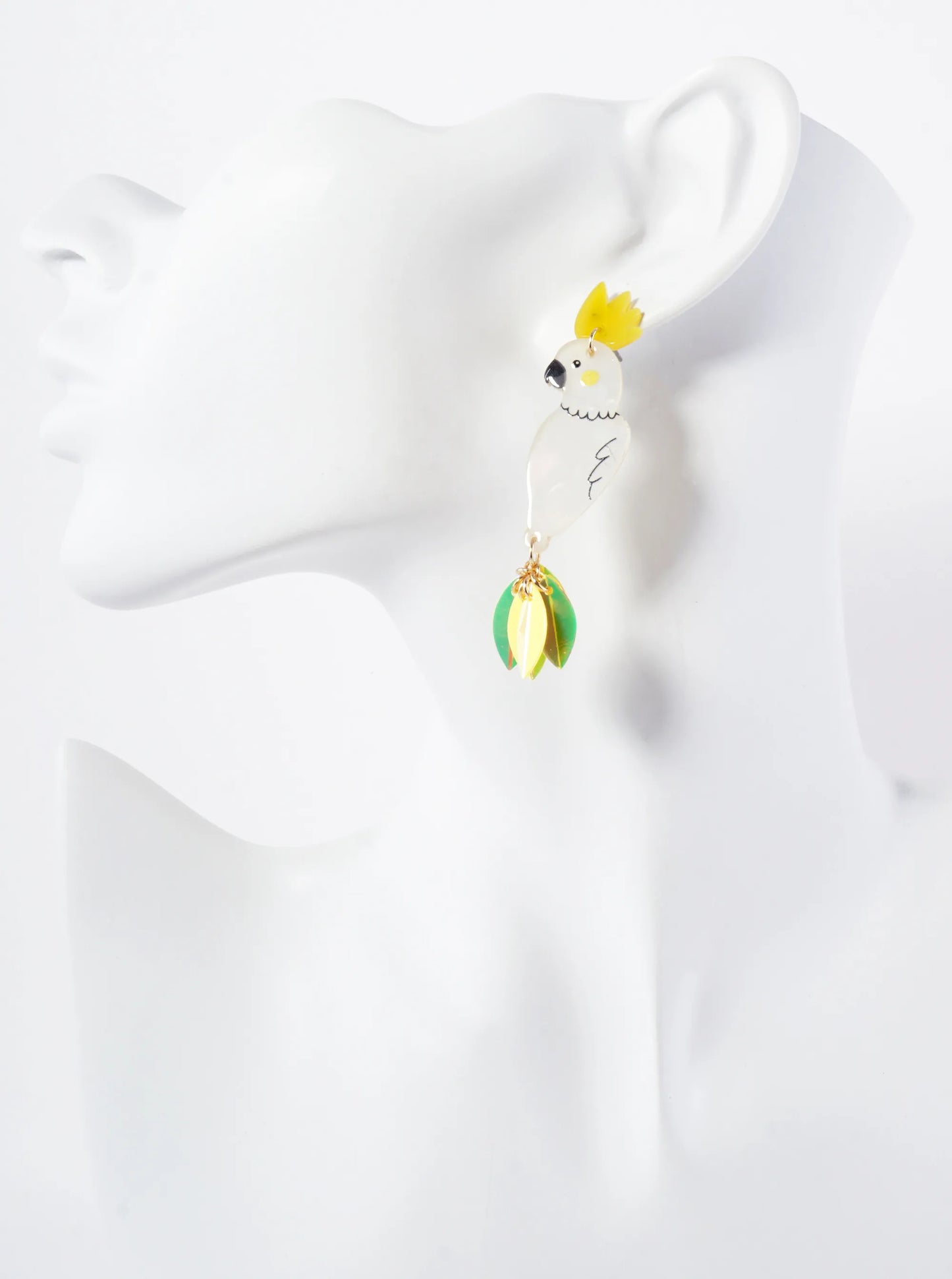 Acetate Parrot Tropical Bird Statement Earrings