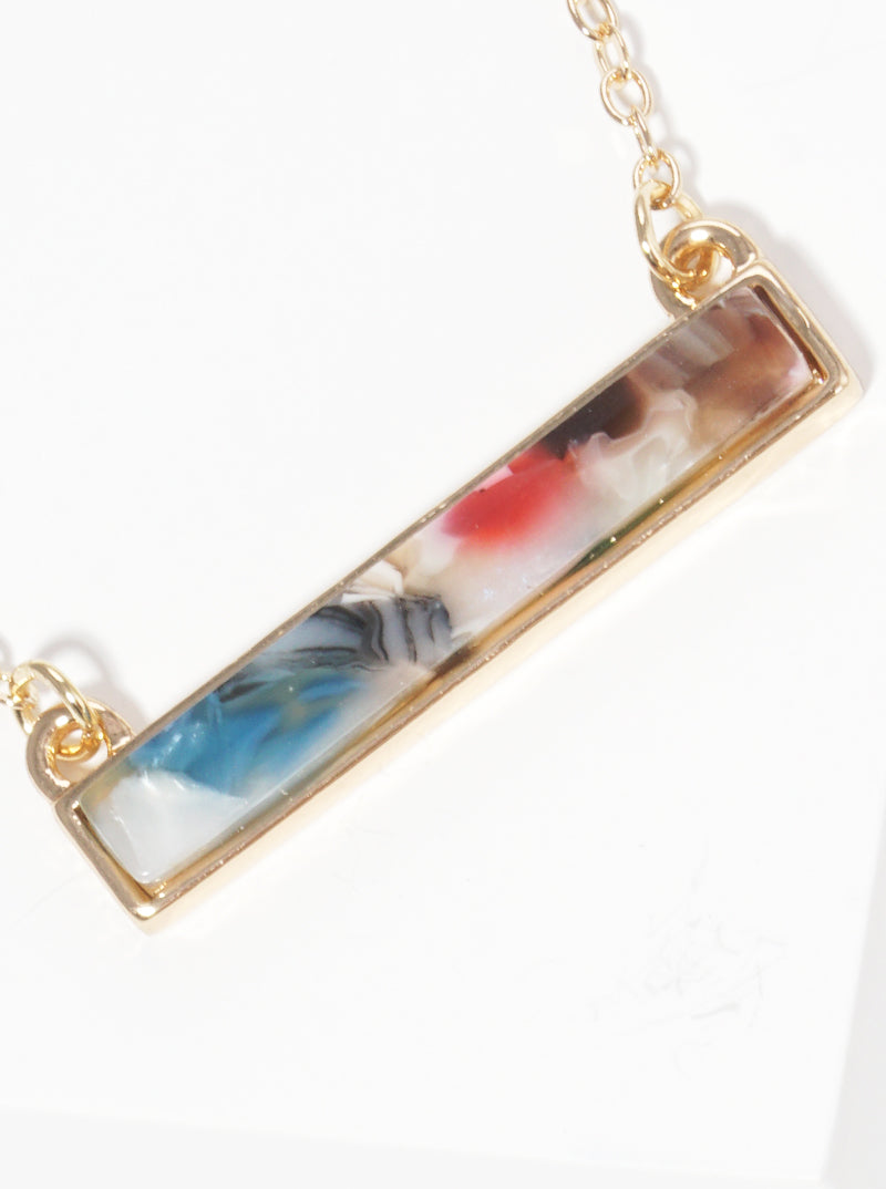 Acetate Horizontal Rectangle Bar Pendant Necklace