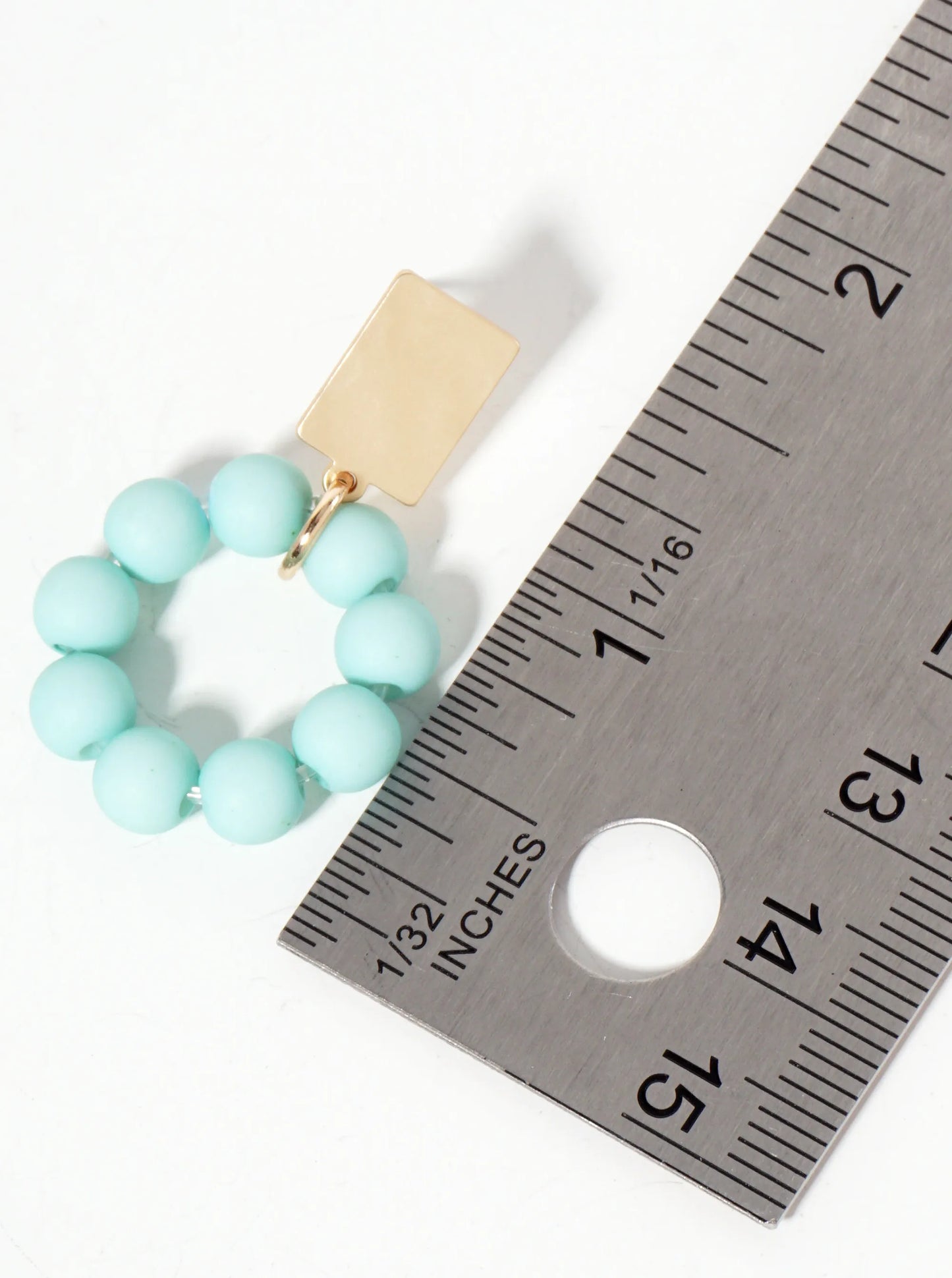 Acrylic-Beaded Circle Drop Hammered-Texture Rectangle Post Earrings