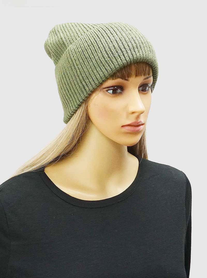 Acrylic Knit Ribbed Beanie