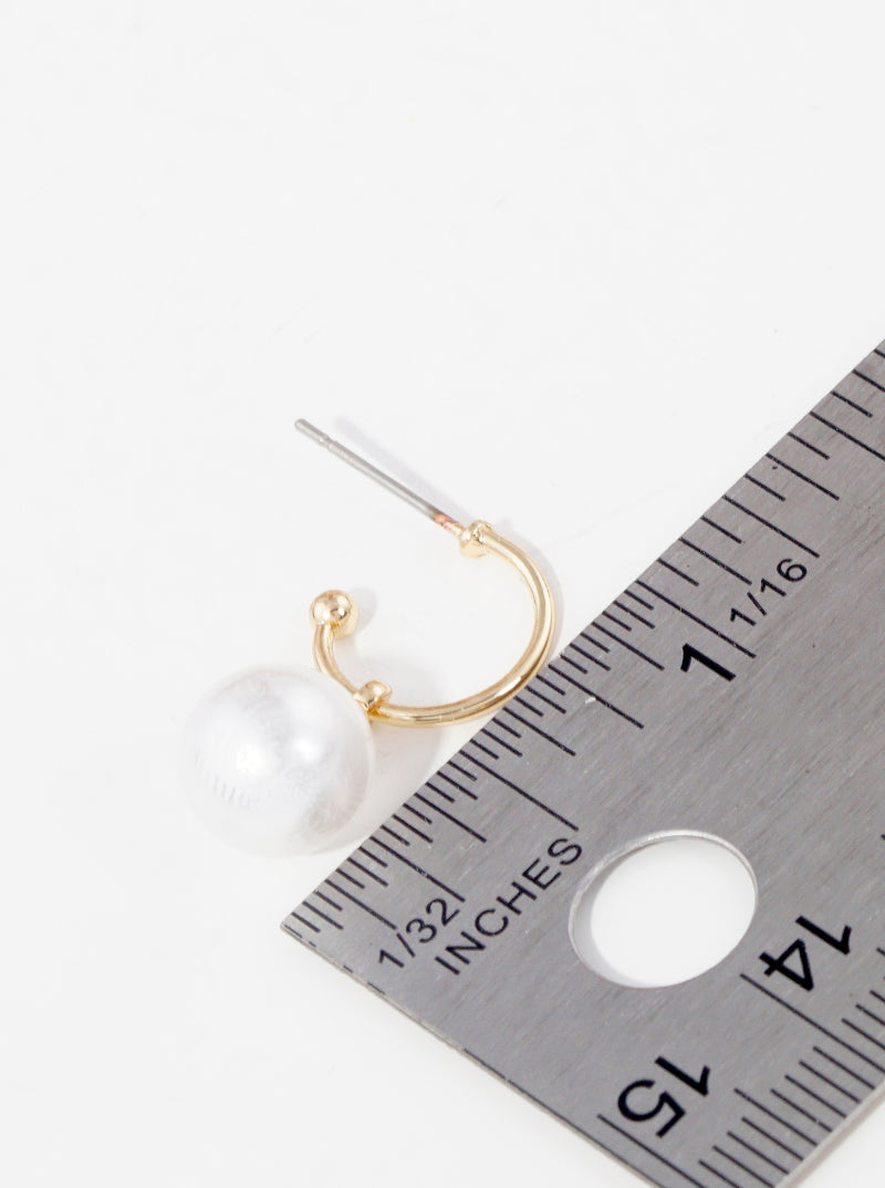 Acrylic Pearl Drop 10mm Huggie Hoop Earrings