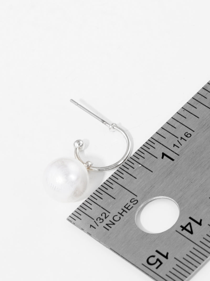 Acrylic Pearl Drop 10mm Huggie Hoop Earrings