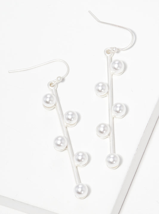 Acrylic Pearl Metal Bar Fish Hook Dangle Drop Earrings