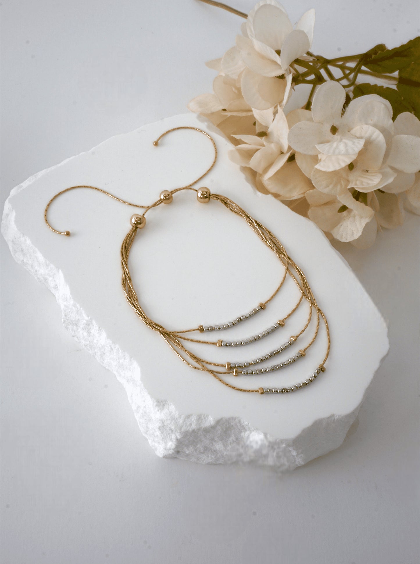 Adjustable Layered Chain Pull-Tie Bracelet
