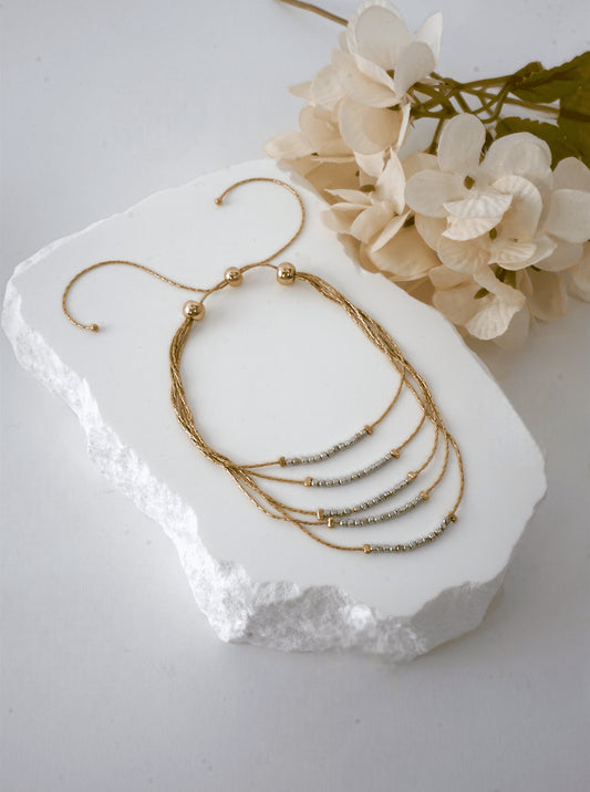 Adjustable Layered Chain Pull-Tie Bracelet