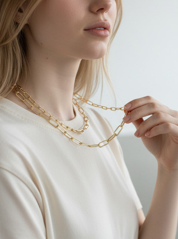 Adjustable Layered Link Necklace