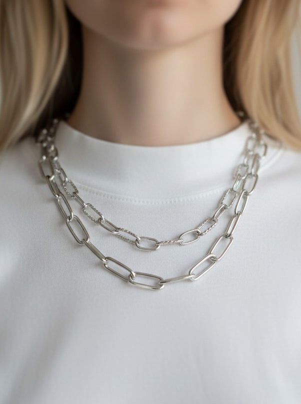 Adjustable Layered Link Necklace